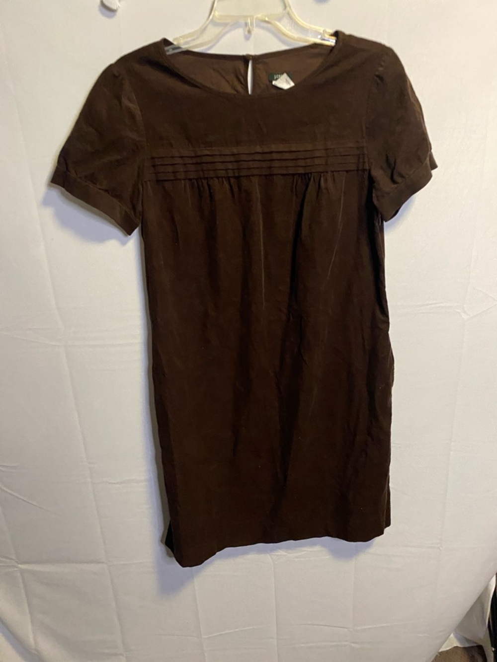 J. Crew Brown Short-Sleeve Mini Shift Dress